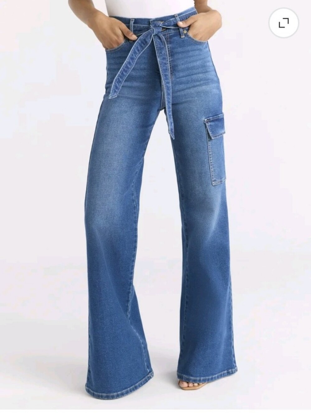sofia by sofia vergara Blue High-Rise Flare Jeans with Tie Waist